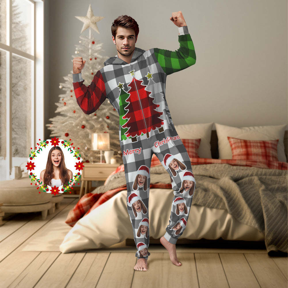 Pyjama De Noël Avec Texte Personnalisé, Vêtements De Nuit Une Pièce, Cadeau De Noël - MaPhotocaleconFr