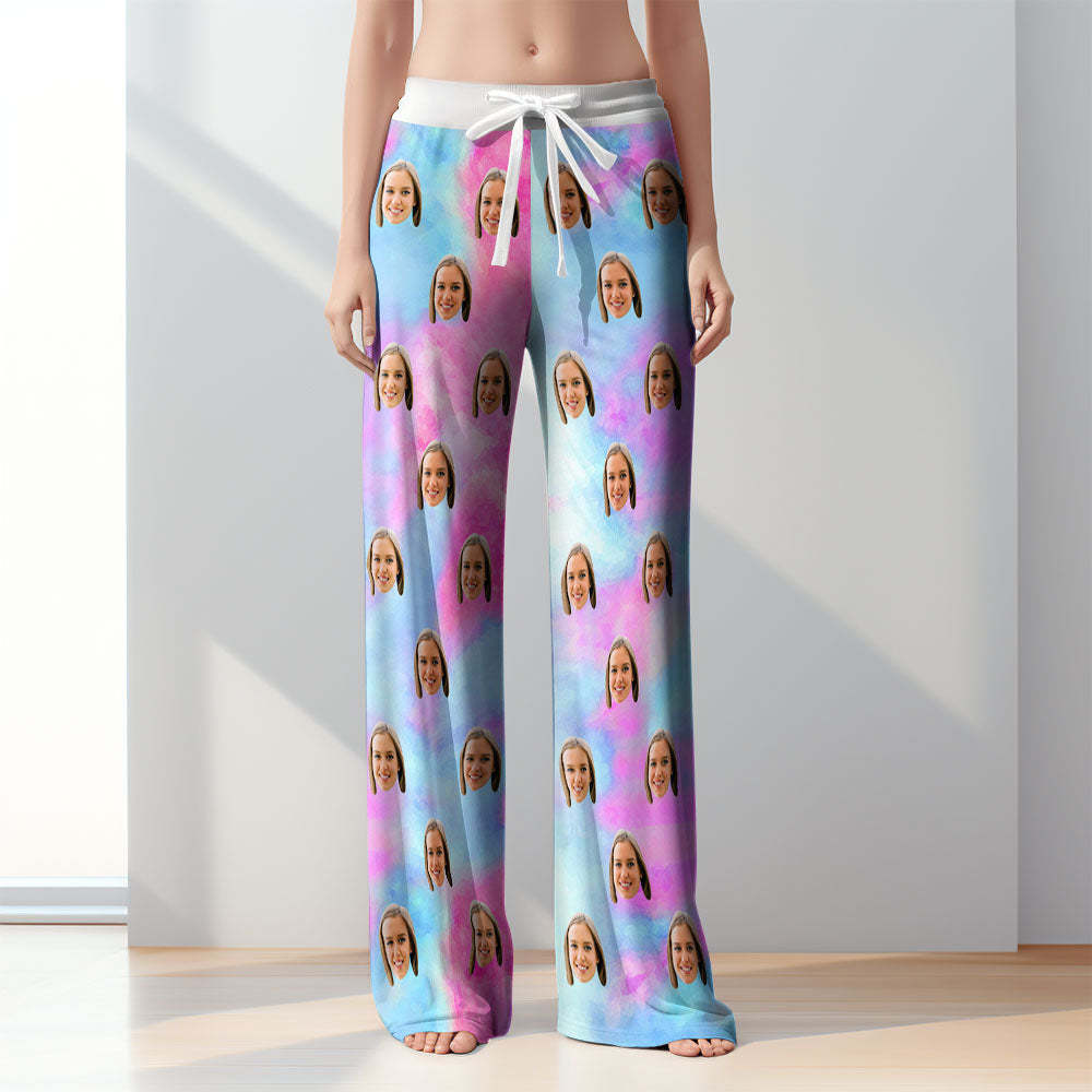 Pantalon De Pyjama Tie-dye Personnalisé Pour Femmes, Pantalon De Pyjama De Couleur Dégradée - MaPhotocaleconFr