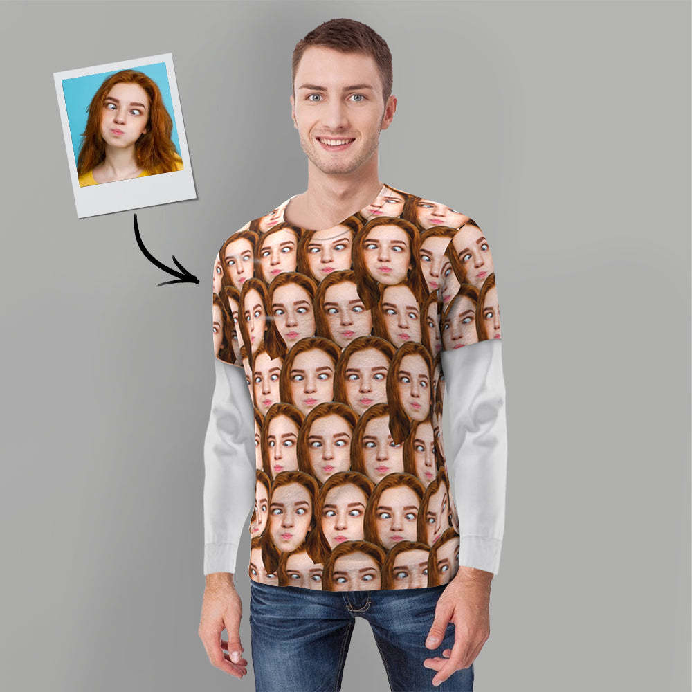 T-shirt Personnalisé Mash Face Shirt My Face All Over Print Tee T-shirt Homme - MaPhotocaleconFr