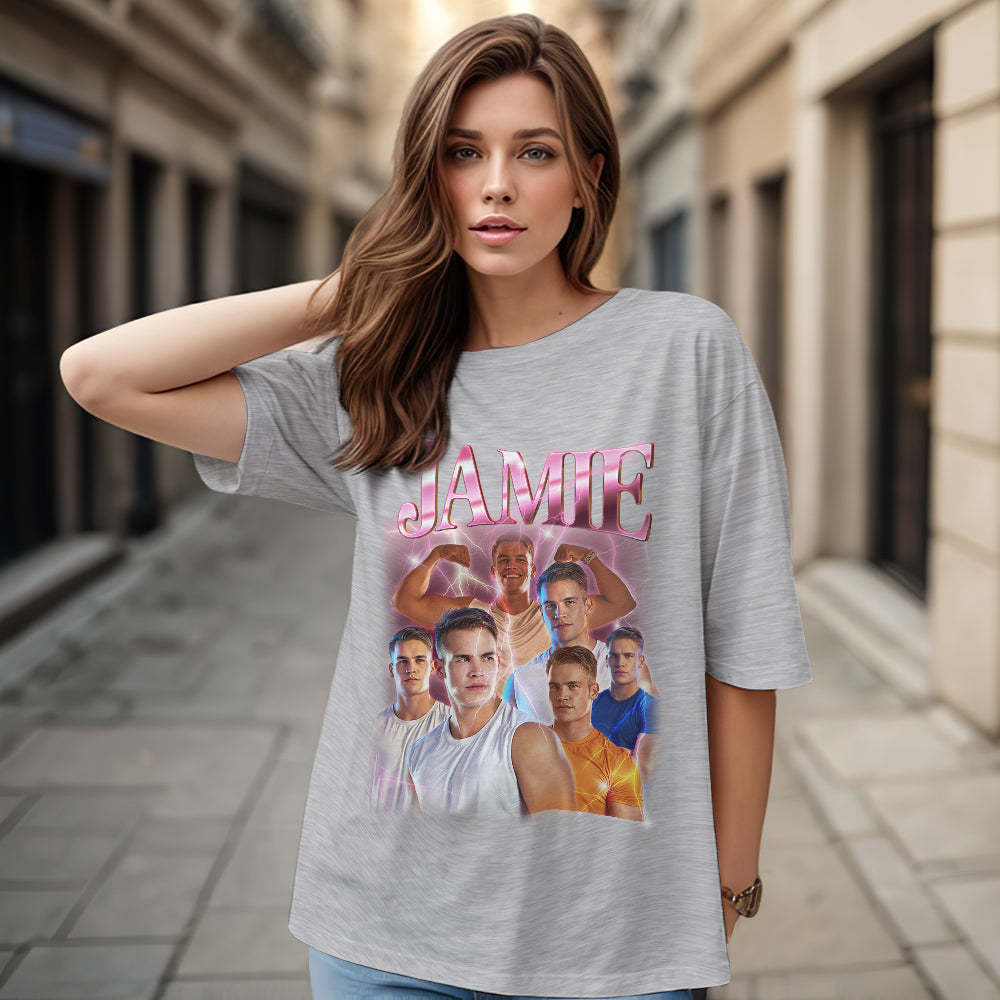 T-shirt Vintage Avec Photo Personnalisée, T-shirt Avec Nom Personnalisé, Cadeaux De Noël Personnalisés Pour La Famille - MaPhotocaleconFr