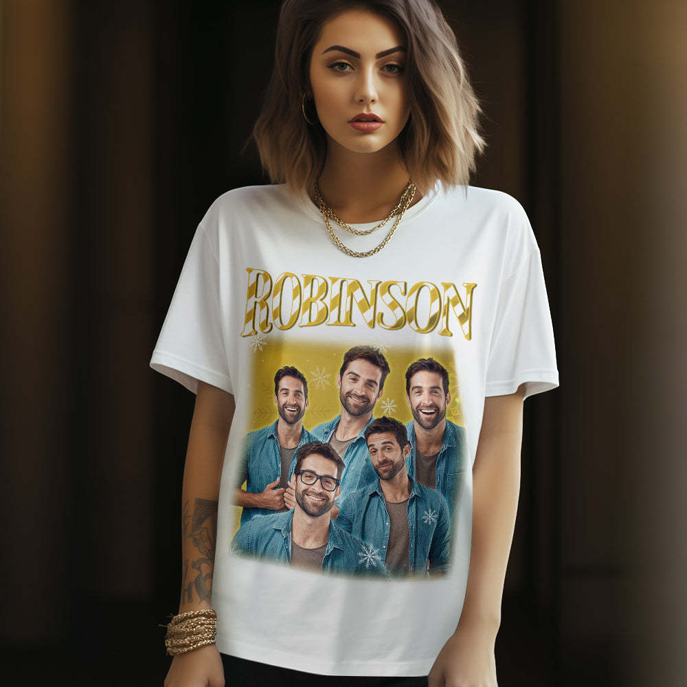 Custom Photo Vintage Tee Personalized Name and Photo T-shirt