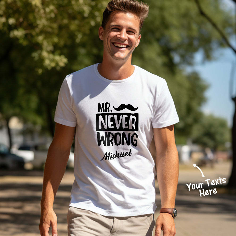T-shirts Personnalisés Assortis Pour Couple, Mr Never Wrong Et Mrs Always Right, Cadeau De Saint-valentin - MaPhotocaleconFr