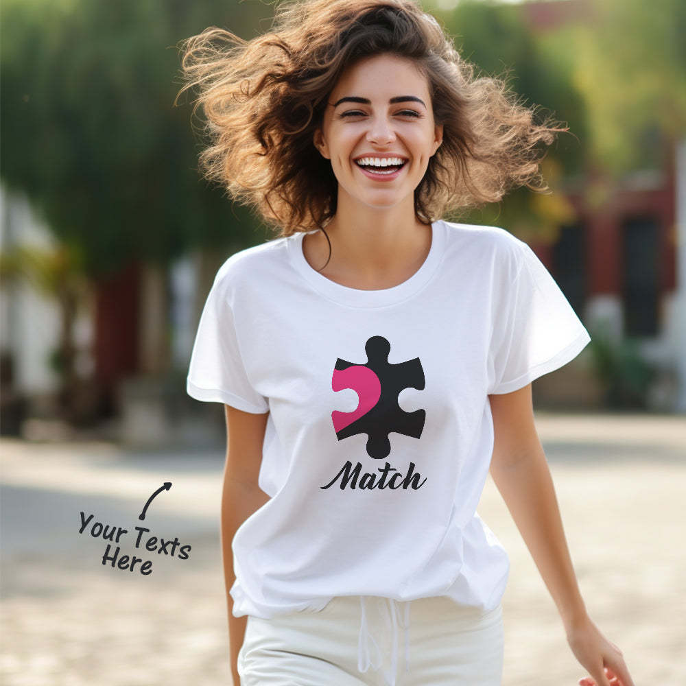 Correspondance Parfaite Couple Personnalisé Correspondant T-shirts Personnalisé Correspondant Couple Chemises Cadeau De Saint Valentin - MaPhotocaleconFr