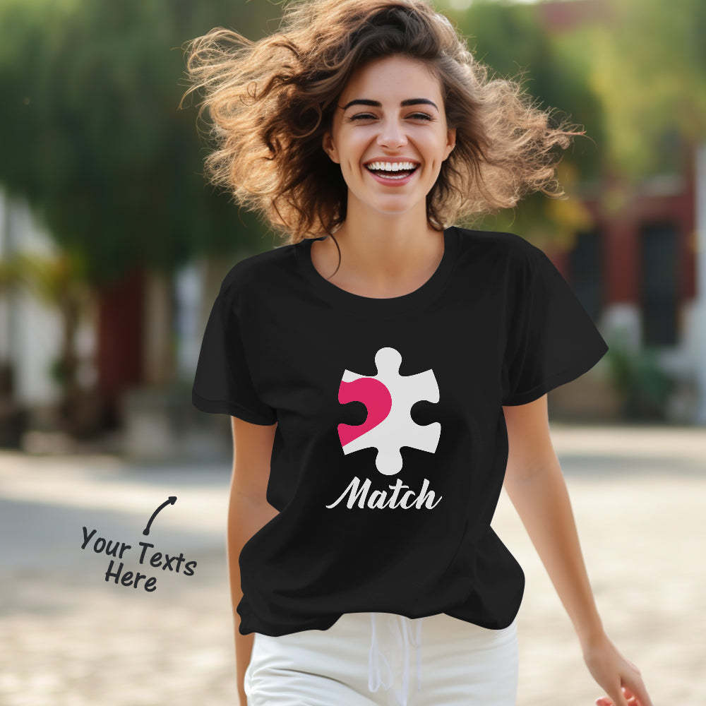 Correspondance Parfaite Couple Personnalisé Correspondant T-shirts Personnalisé Correspondant Couple Chemises Cadeau De Saint Valentin - MaPhotocaleconFr