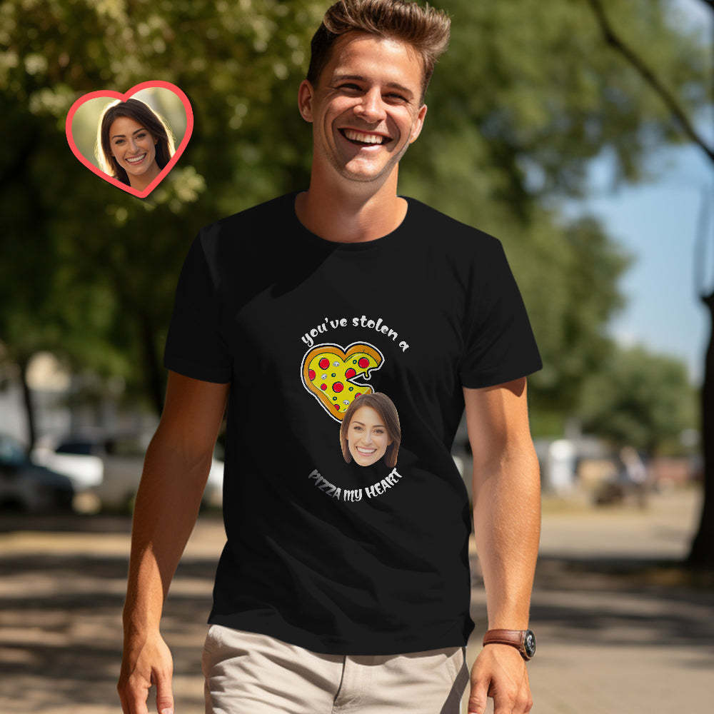 Couple Personnalisé Correspondant T-shirts Pizza Mon Coeur Personnalisé Correspondant Couple Chemises Cadeau De Saint Valentin - MaPhotocaleconFr