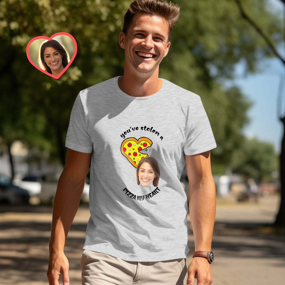 Couple Personnalisé Correspondant T-shirts Pizza Mon Coeur Personnalisé Correspondant Couple Chemises Cadeau De Saint Valentin - MaPhotocaleconFr