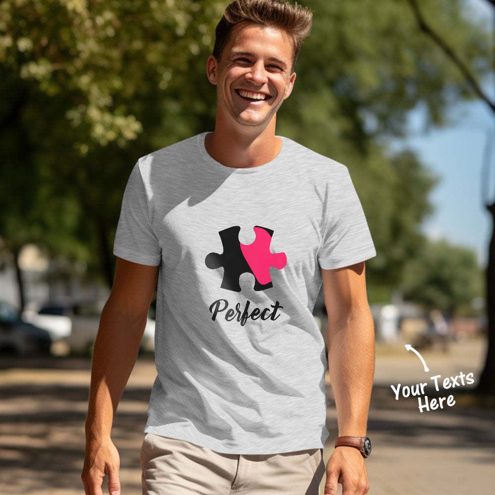Correspondance Parfaite Couple Personnalisé Correspondant T-shirts Personnalisé Correspondant Couple Chemises Cadeau De Saint Valentin - MaPhotocaleconFr