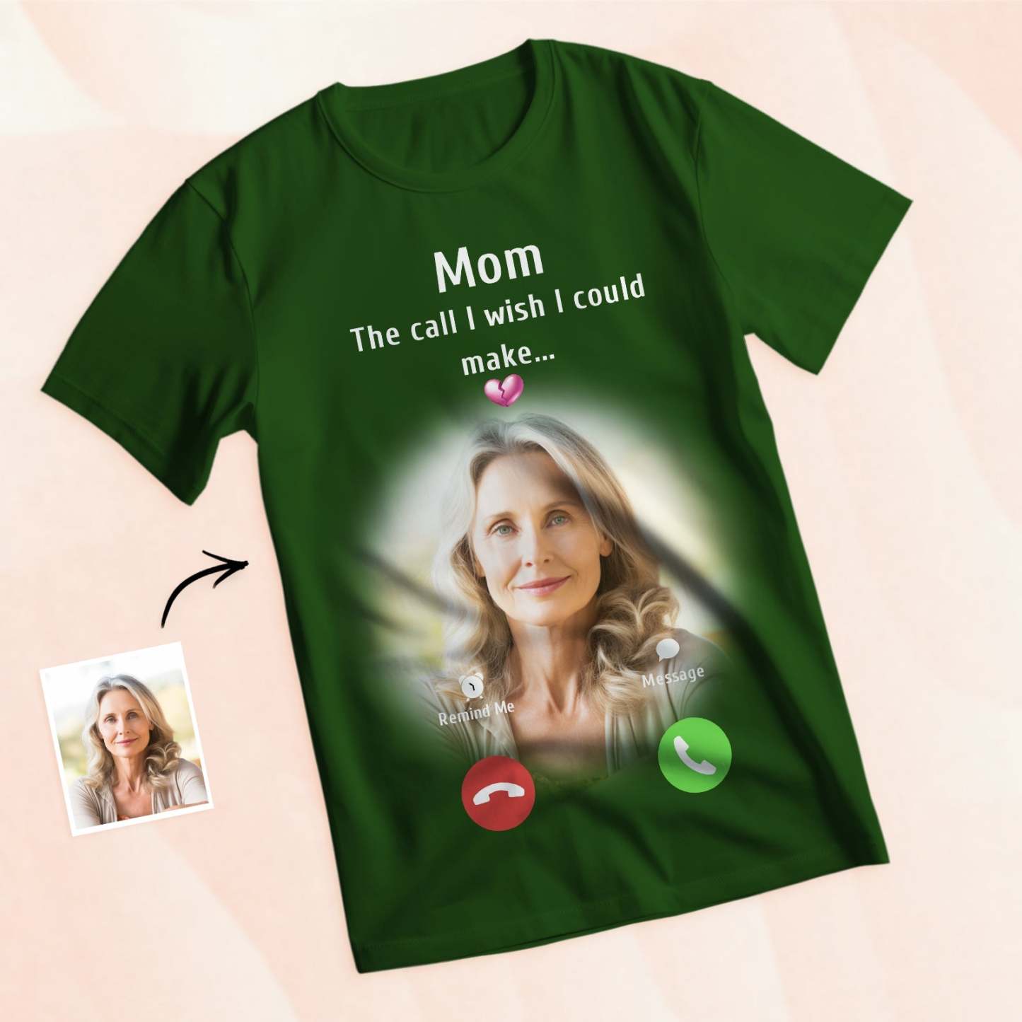 Photo Personnalisée Memorial Mom T-shirt Memorial Gift Idea Chemise Personnalisée L'appel Que J'aimerais Pouvoir Faire - MaPhotocaleconFr