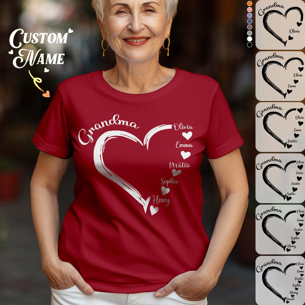 T-shirts Personnalisés Maman Grand-mère T-shirt Personnalisé Avec Nom D'enfant Cadeaux De Fête Des Mères - MaPhotocaleconFr