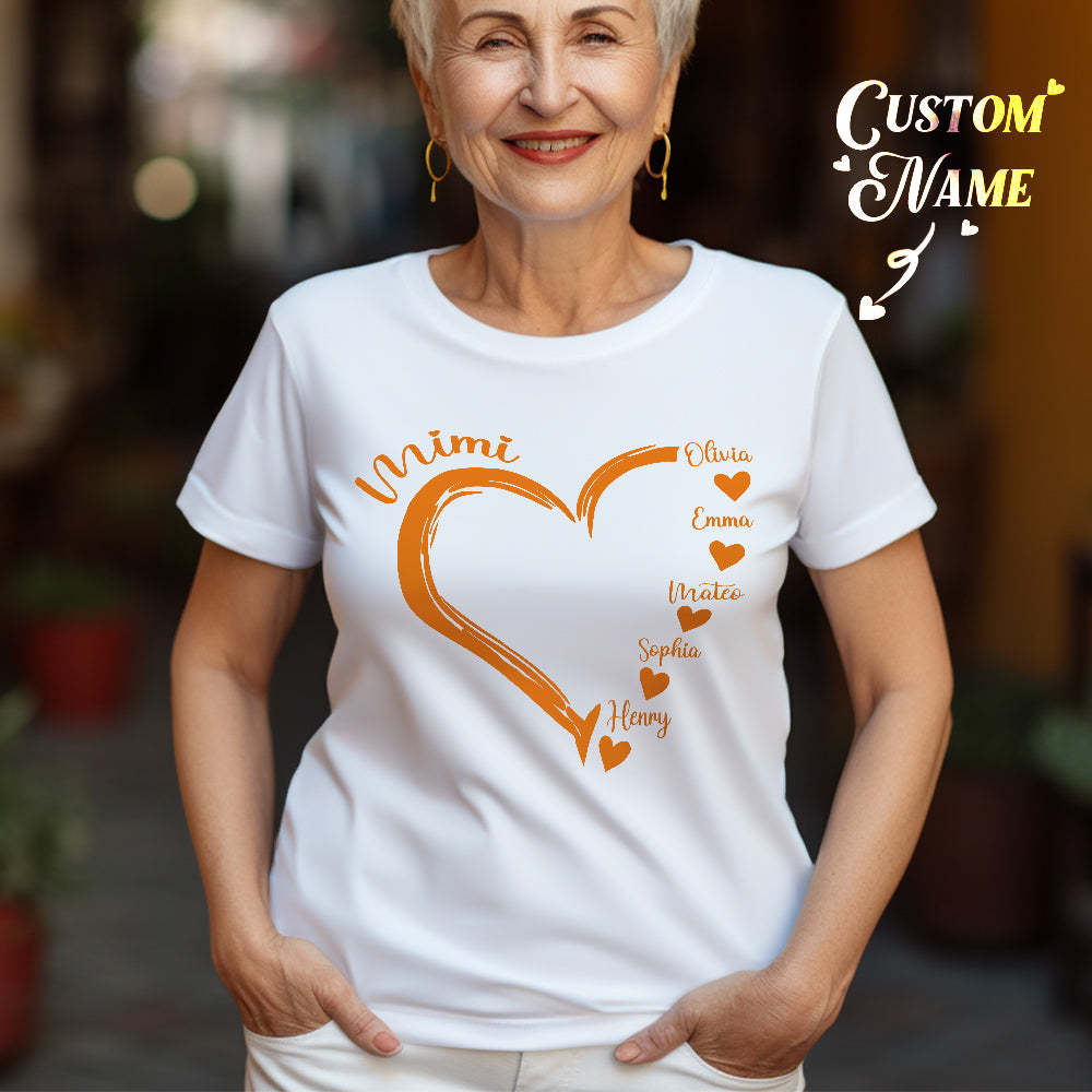 T-shirts Personnalisés Maman Grand-mère T-shirt Personnalisé Avec Nom D'enfant Cadeaux De Fête Des Mères - MaPhotocaleconFr