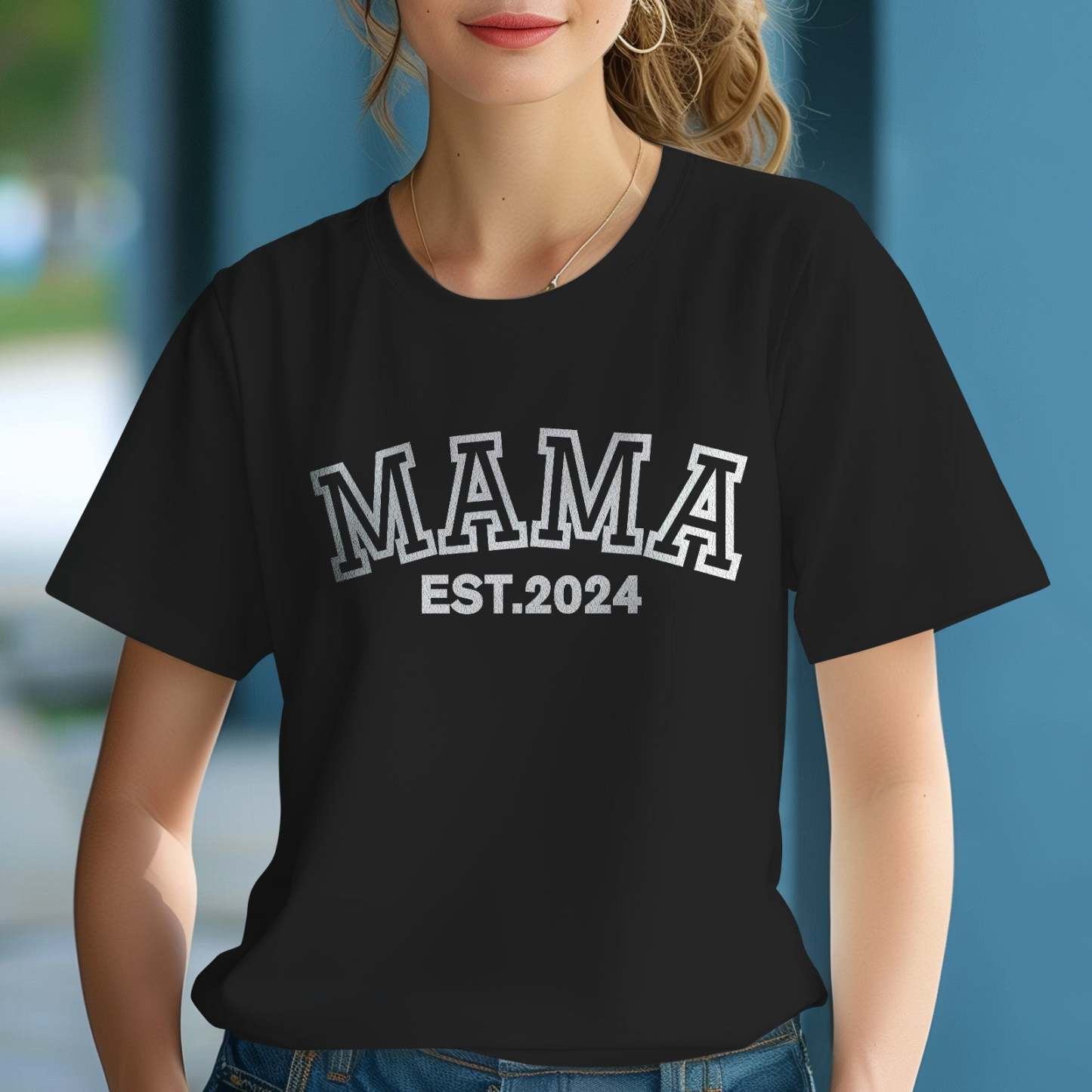 T-shirt Maman Personnalisé Est 2024 T-shirt Cadeau Fête Des Mères - MaPhotocaleconFr