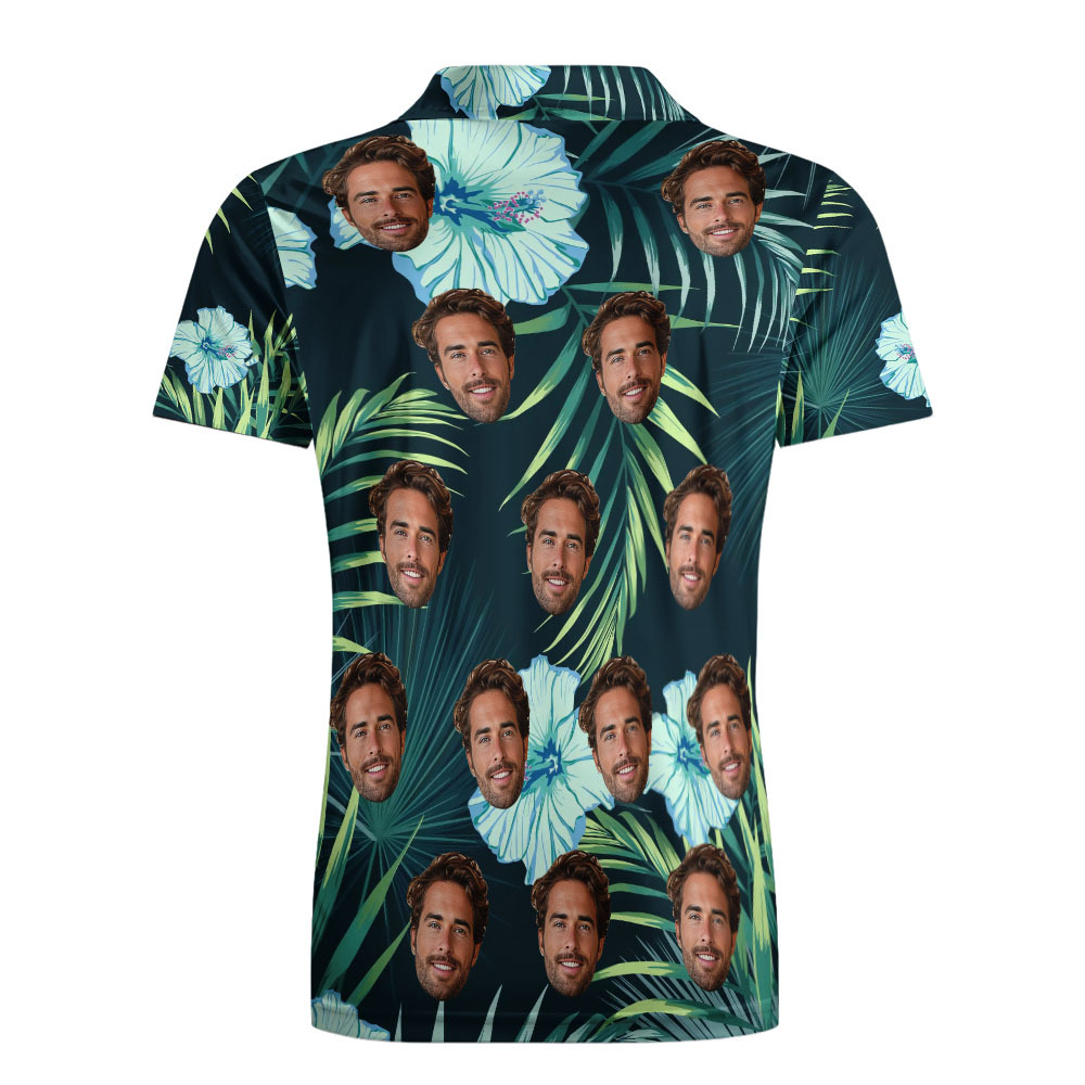 Polos Personnalisés Personnalisés Polo Personnalisé Pour Hommes Polo Cadeau Spécial Pour Lui Feuilles Vertes - MaPhotocaleconFr