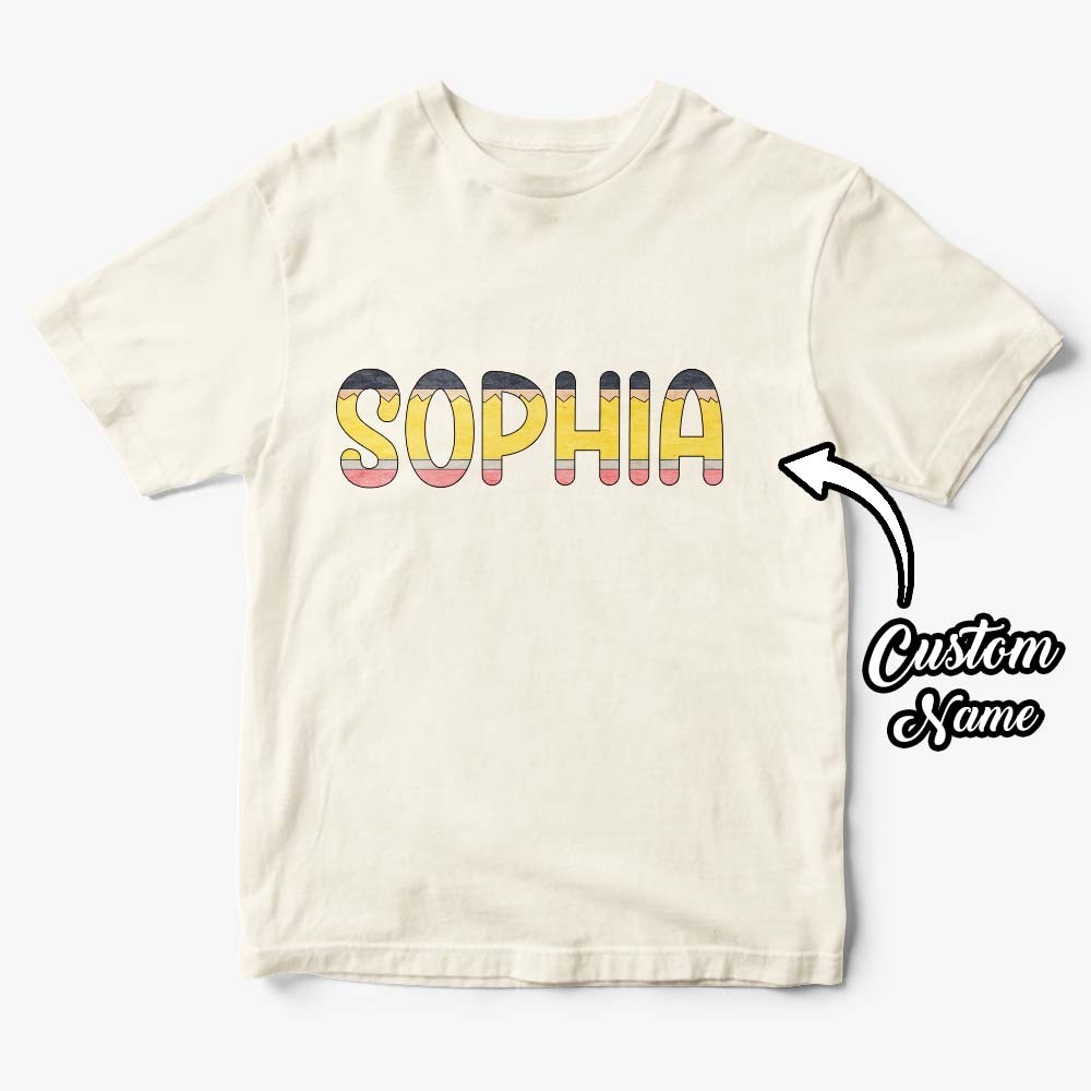 T-shirt Personnalisé Avec Nom De Crayon De Rentrée Scolaire, Cadeau De Chemise Du Premier Jour D'école Pour Les Enfants - MaPhotocaleconFr