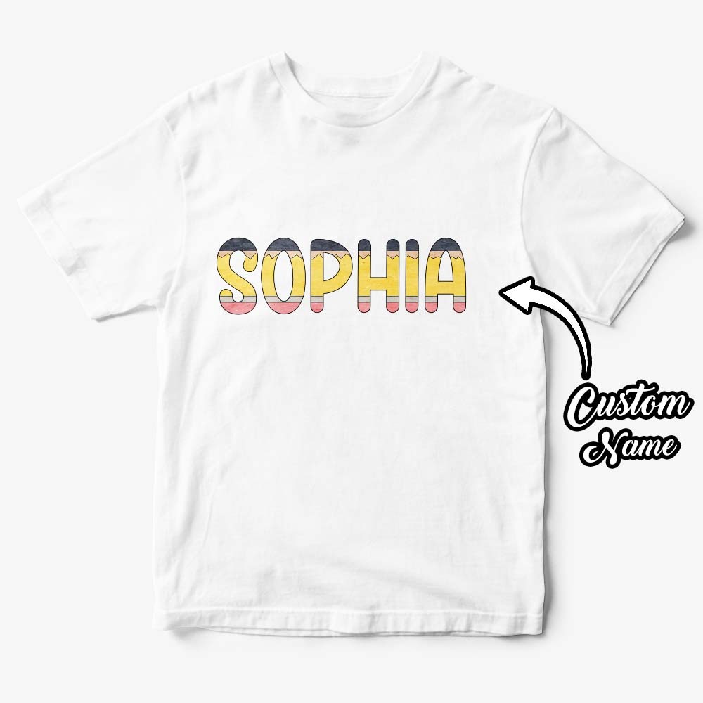 T-shirt Personnalisé Avec Nom De Crayon De Rentrée Scolaire, Cadeau De Chemise Du Premier Jour D'école Pour Les Enfants - MaPhotocaleconFr