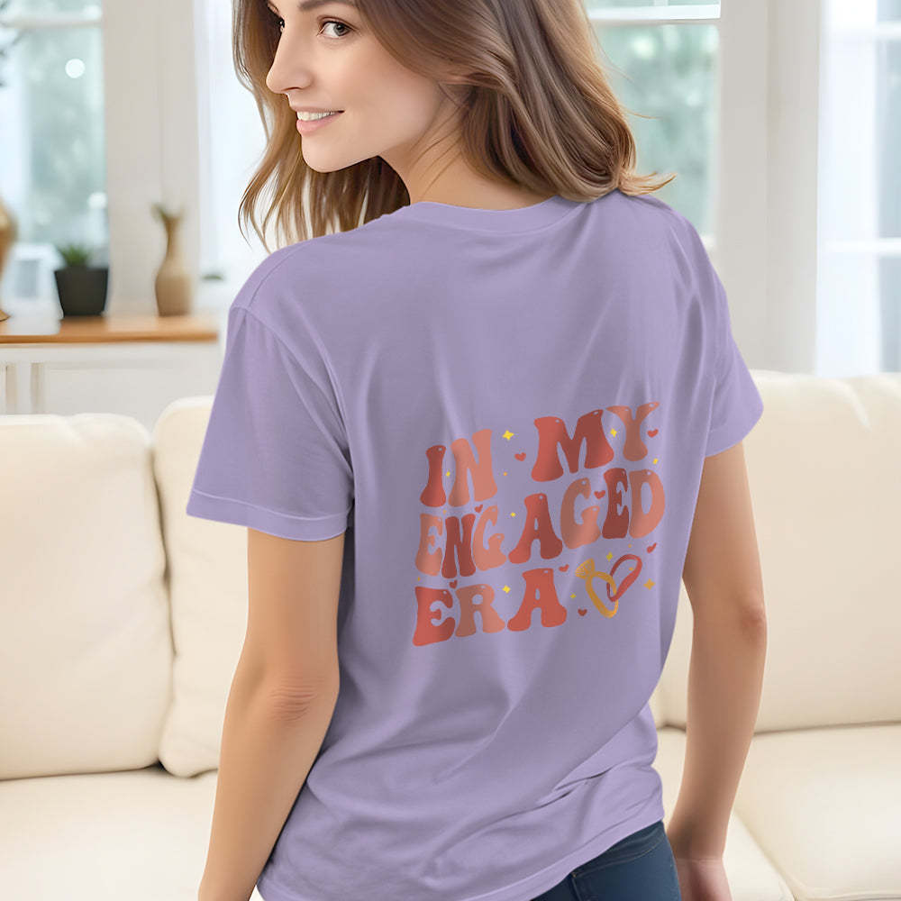 T-shirt Personnalisé In My Engaged Era Bachelorette Avec Nom, Cadeau De Fiançailles Pour Fête Prénuptiale De Mariage Pour Elle - MaPhotocaleconFr