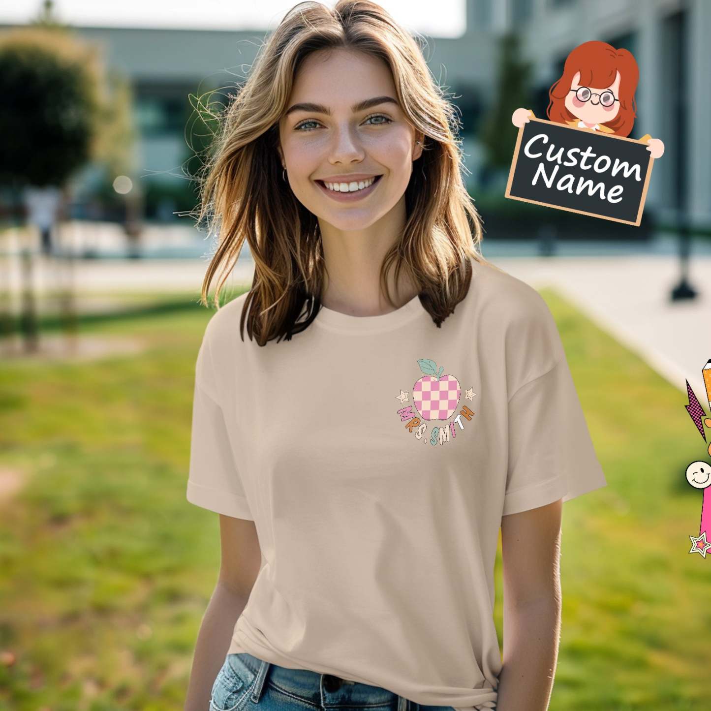 T-shirt Personnalisé In My Teacher Era, Chemise Avec Nom Personnalisé Pour Enseignant, Cadeaux De Rentrée Scolaire - MaPhotocaleconFr