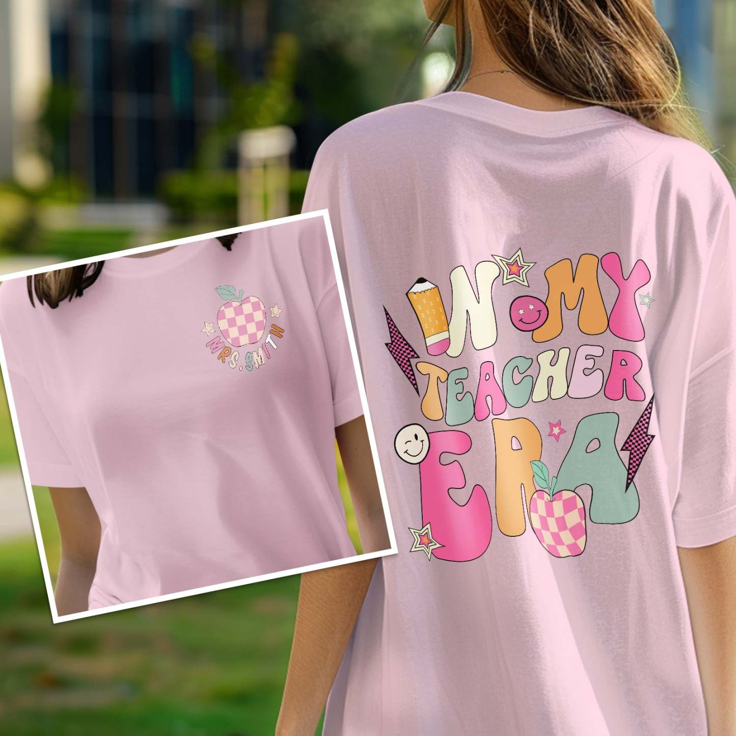 T-shirt Personnalisé In My Teacher Era, Chemise Avec Nom Personnalisé Pour Enseignant, Cadeaux De Rentrée Scolaire - MaPhotocaleconFr