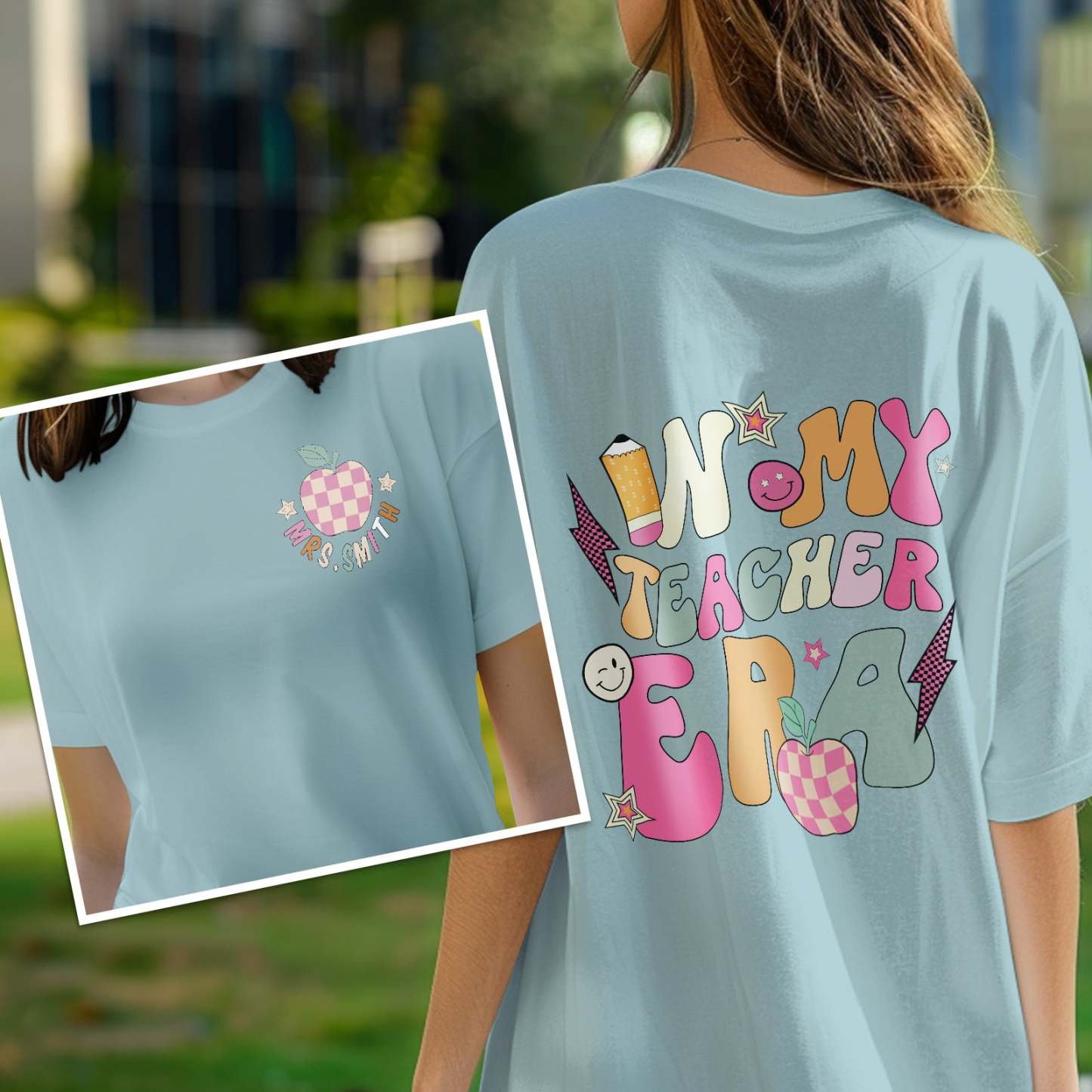 T-shirt Personnalisé In My Teacher Era, Chemise Avec Nom Personnalisé Pour Enseignant, Cadeaux De Rentrée Scolaire - MaPhotocaleconFr