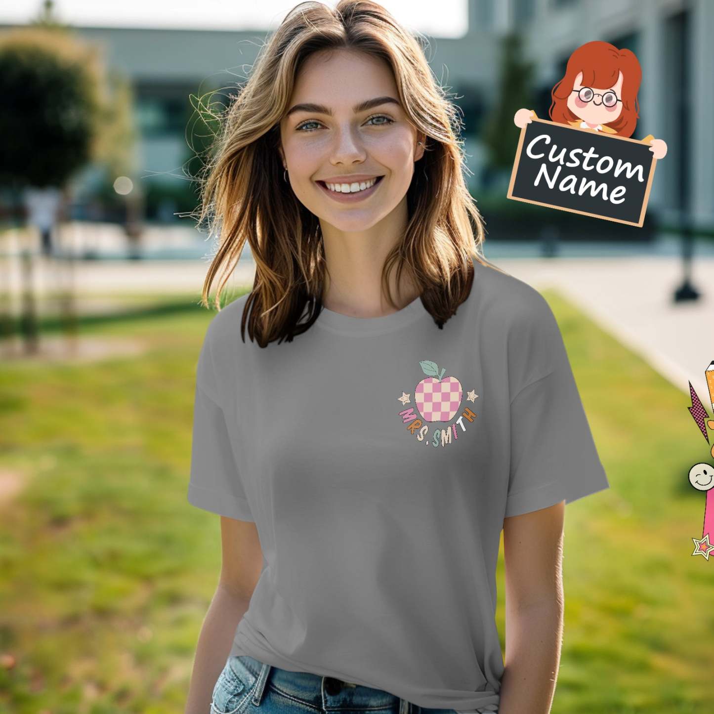 T-shirt Personnalisé In My Teacher Era, Chemise Avec Nom Personnalisé Pour Enseignant, Cadeaux De Rentrée Scolaire - MaPhotocaleconFr