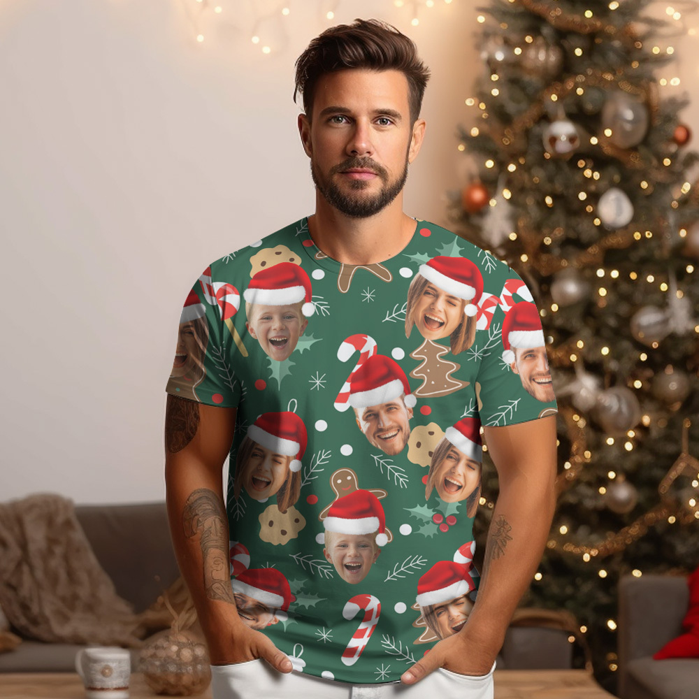 T-shirt Personnalisé Avec Photo, Motif Led De Noël, Unisexe, Joyeux Noël - MaPhotocaleconFr