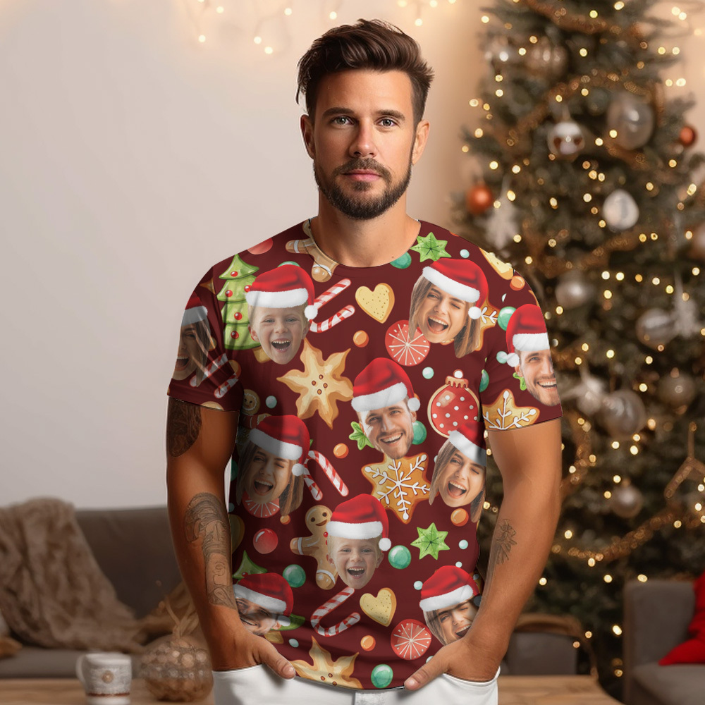 T-shirt Personnalisé Avec Photo, Motif Led De Noël, Unisexe, Joyeux Noël - MaPhotocaleconFr