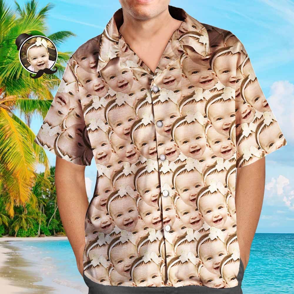 Chemise de visage personnalisée pour hommes Chemise hawaïenne à manches courtes Mash