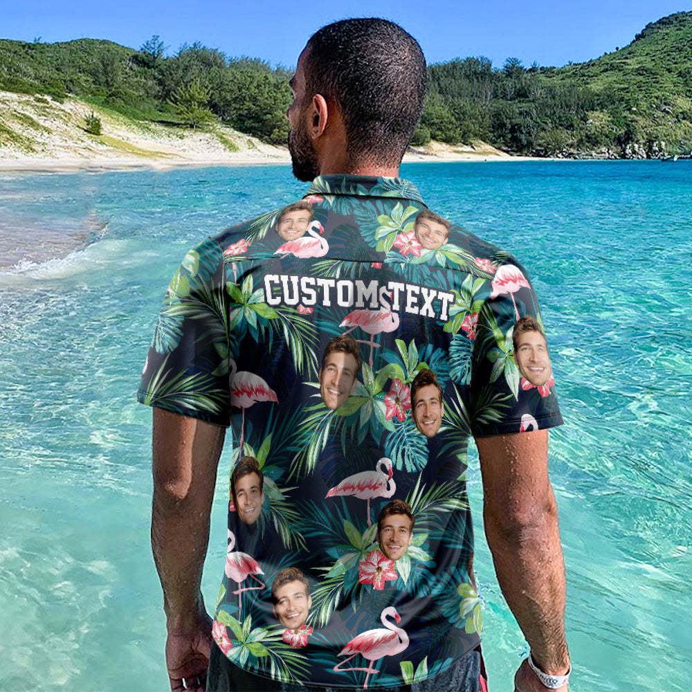 Personnaliser L'Aperçu En Ligne Du Visage Chemise Hawaïenne Flamant De Couleur Aloha Beach Chemise Homme