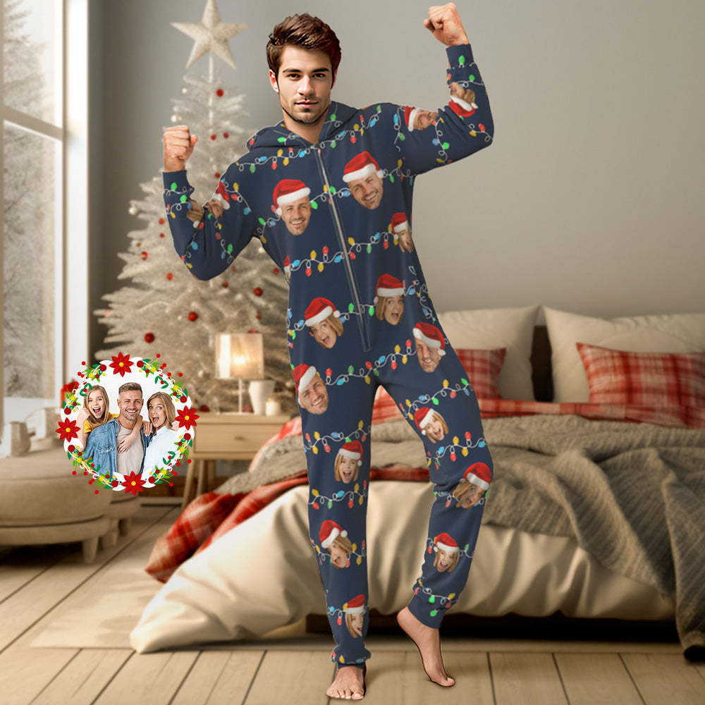 Pyjamas Personnalisés Avec Photo De Noël, Pyjama Une Pièce, Vêtements De Nuit Pour La Famille, Cadeau De Noël - MaPhotocaleconFr