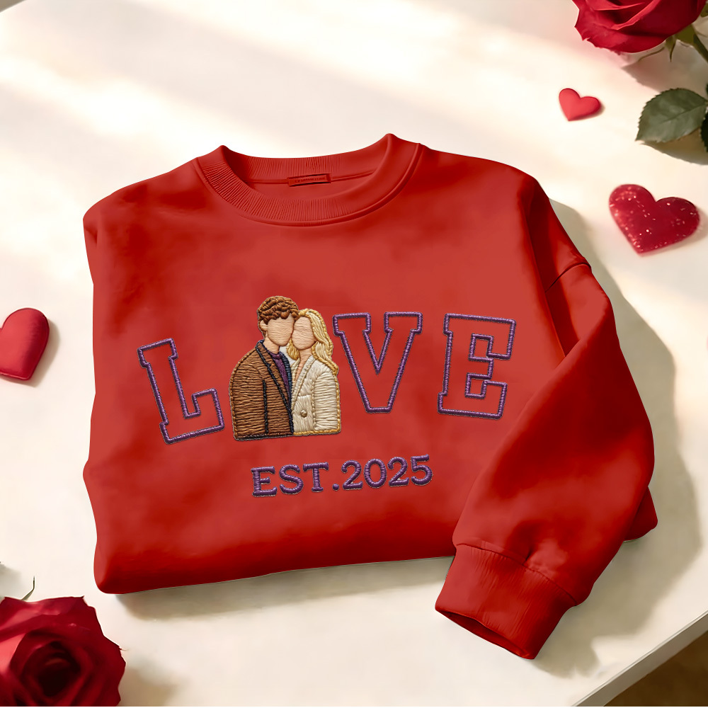 Sweat-shirt/sweat À Capuche Brodé Personnalisé Avec Photo De Couple « amour » Année De Naissance - MaPhotocaleconFr