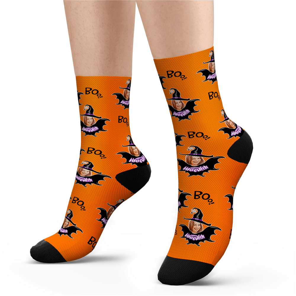 Chaussettes De Sorcière Personnalisées Pour Halloween - MaPhotocaleconFr
