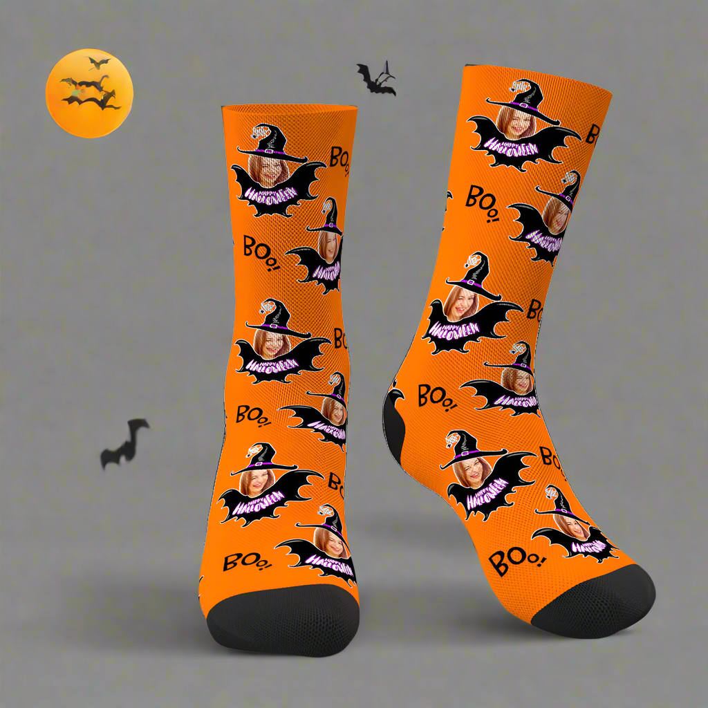 Chaussettes De Sorcière Personnalisées Pour Halloween - MaPhotocaleconFr