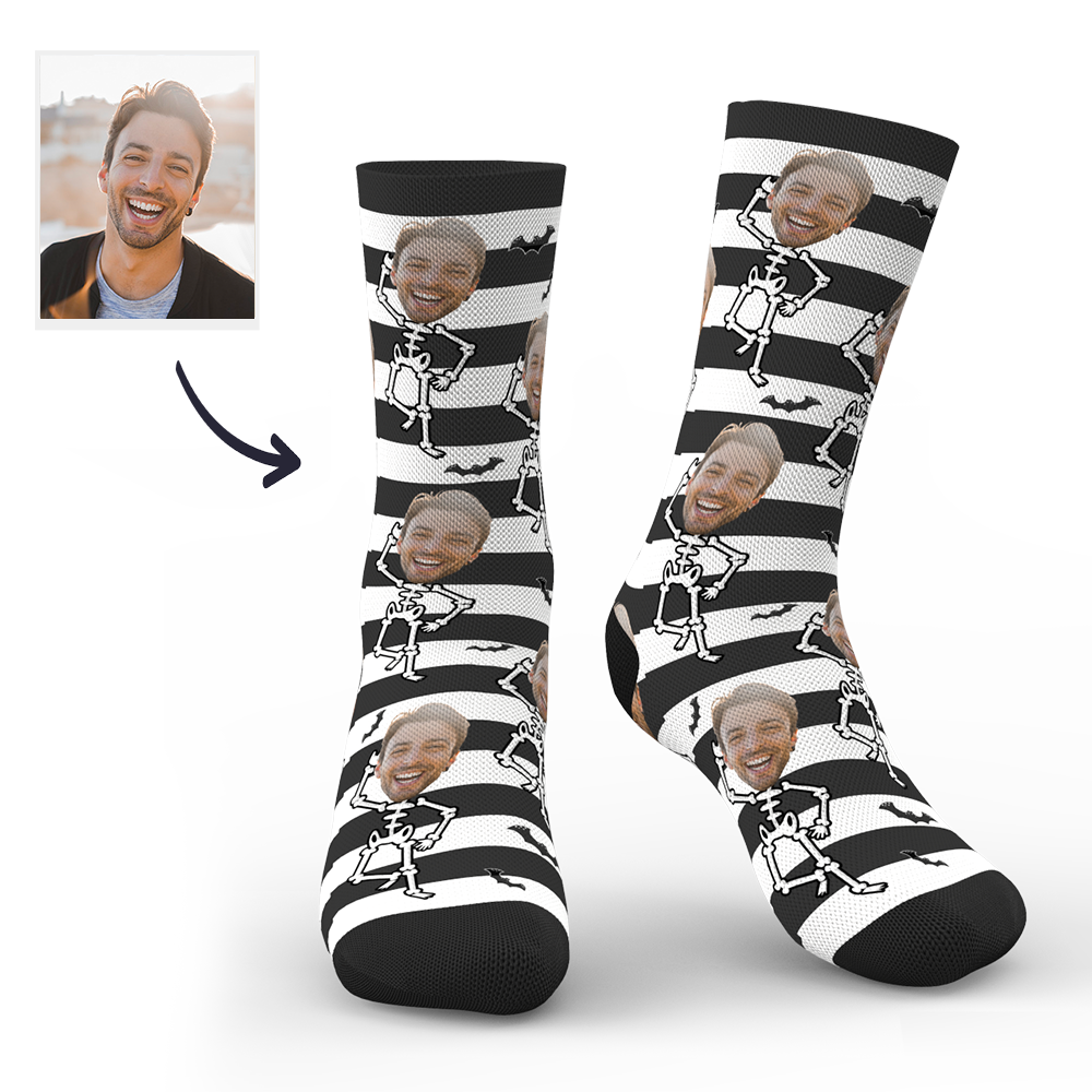 Chaussettes D'halloween Avec Visage Et Corps Squelettique - MaPhotocaleconFr
