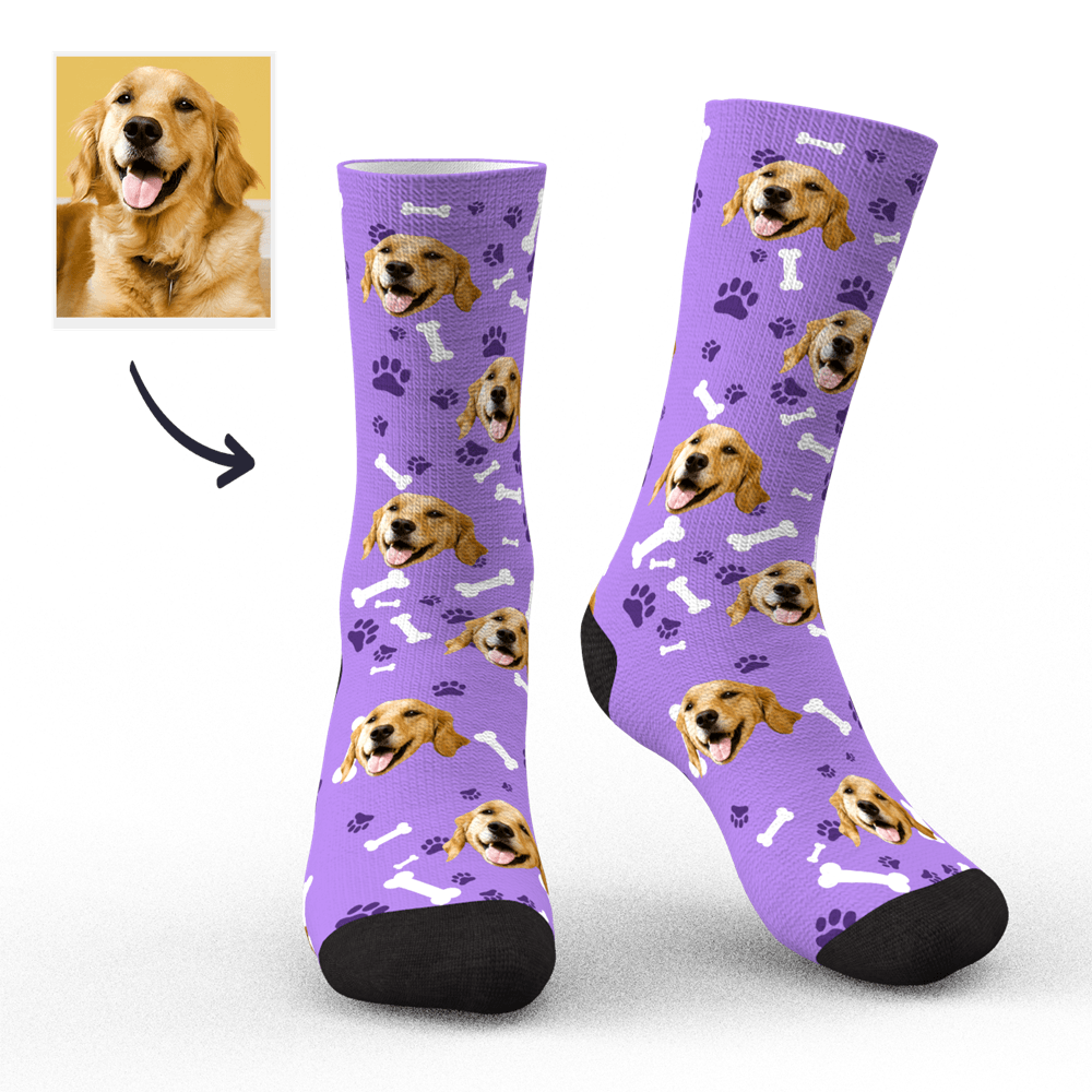 Chaussettes Photo, Chaussettes Personnalisées Pour Visage De Chien, Cadeau De Noël - MaPhotocaleconFr