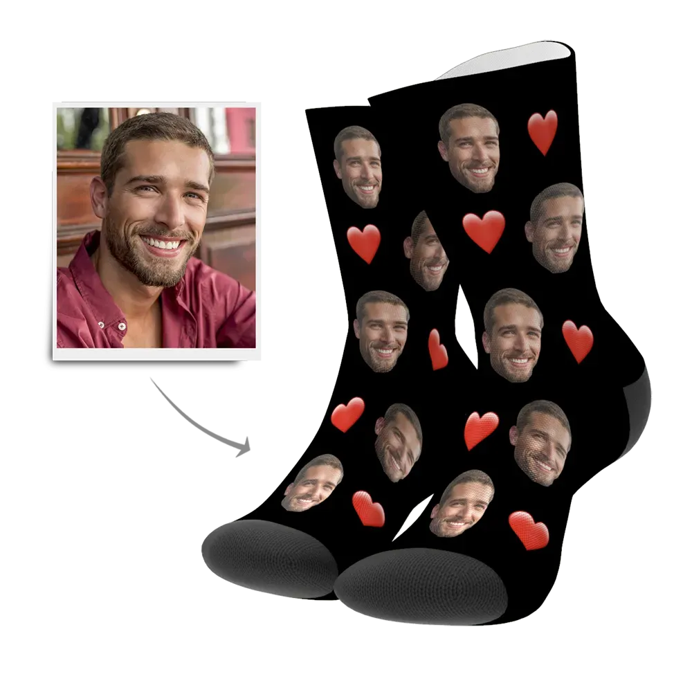 Chaussettes photo personnalisées avec petit coeur Cadeau pour l'amour