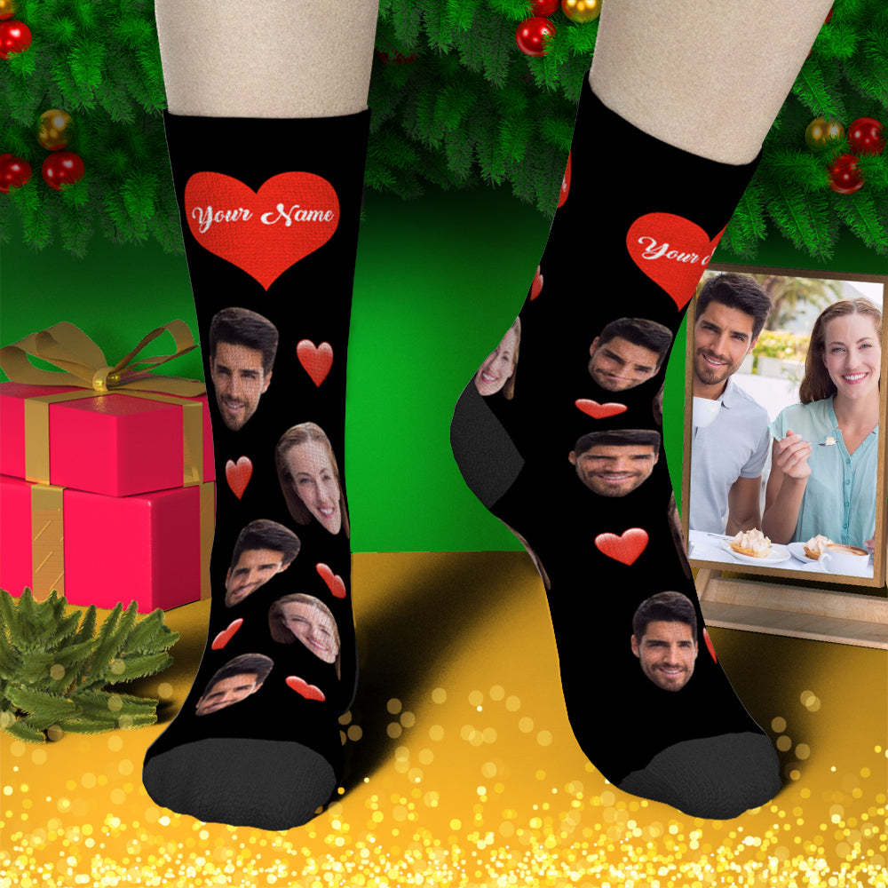Chaussettes Coeur Personnalisées Avec Coeur Pour Votre Amoureux - MaPhotocaleconFr