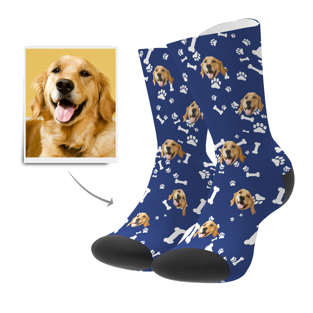 Chaussettes Photo De Visage De Chien Personnalisé - MaPhotocaleconFr