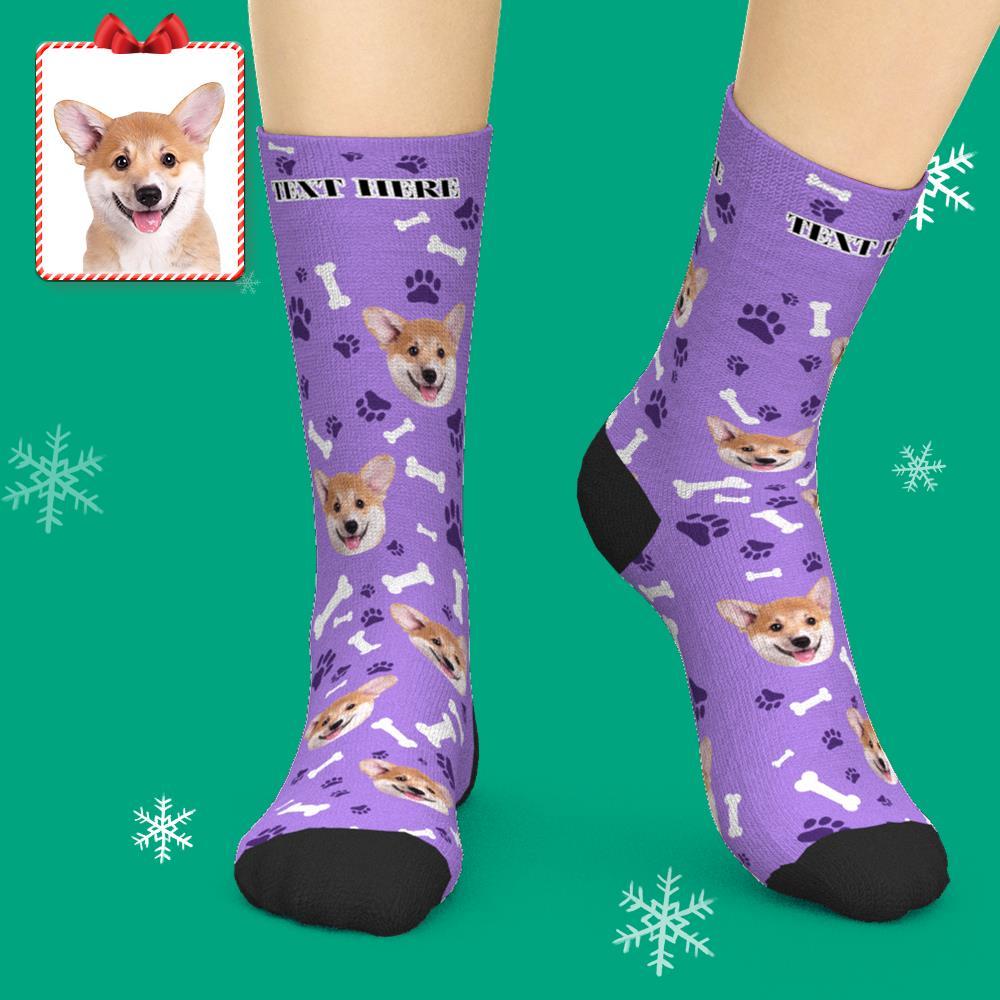 Chaussettes Photo, Chaussettes Personnalisées Pour Visage De Chien, Cadeau De Noël - MaPhotocaleconFr