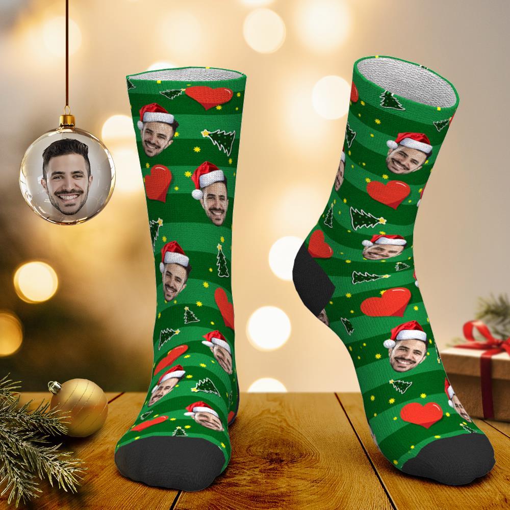 Cadeaux De Noël Chaussettes Personnalisées Avec Cœurs – Mettez N'importe Quelle Photo Sur Les Chaussettes - MaPhotocaleconFr