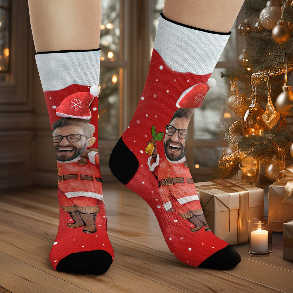 Chaussettes Personnalisées Pour Le Visage Chaussettes Personnalisées En Forme De Chapeau De Père Noël 3d - MaPhotocaleconFr