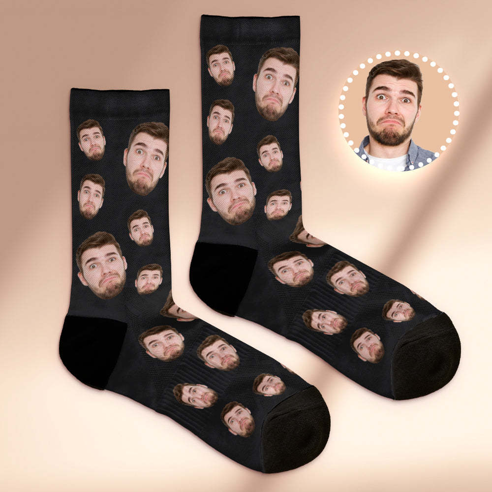 Chaussettes Faciales Personnalisées Multi-faces Respirantes Ajouter Des Images Chaussettes Photo Colorées Cadeaux - MaPhotocaleconFr