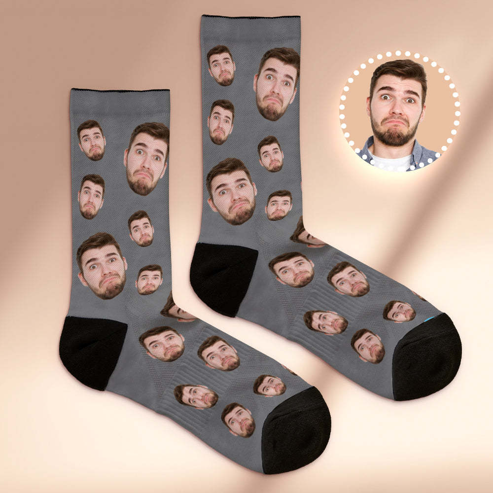 Chaussettes Faciales Personnalisées Multi-faces Respirantes Ajouter Des Images Chaussettes Photo Colorées Cadeaux - MaPhotocaleconFr