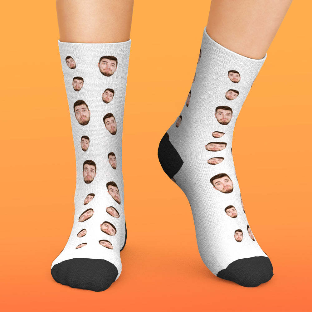 Chaussettes Faciales Personnalisées Multi-faces Respirantes Ajouter Des Images Chaussettes Photo Colorées Cadeaux - MaPhotocaleconFr