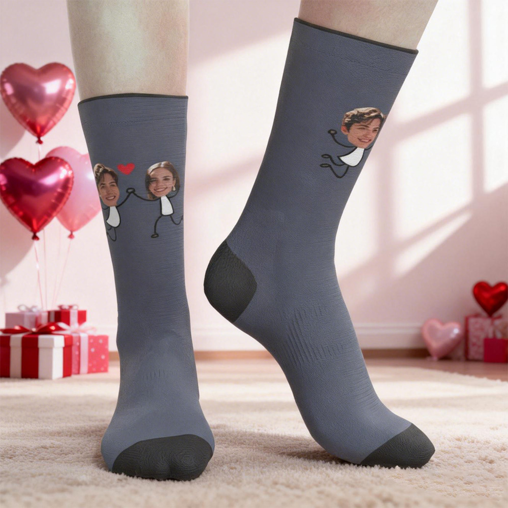 Chaussettes Photo Personnalisées Pour Couple, Chaussettes Visage Personnalisées, Cadeau Pour Petit Ami, Cadeau Idéal Pour La Saint-valentin