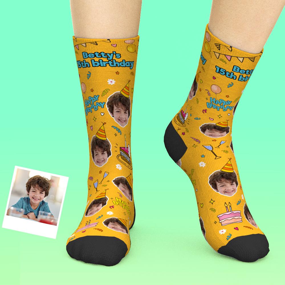 Cadeaux D'anniversaire, Chaussettes Personnalisées Pour Le Visage, Ajoutez Des Images Et Un Nom, Des Chaussettes Personnalisées - MaPhotocaleconFr