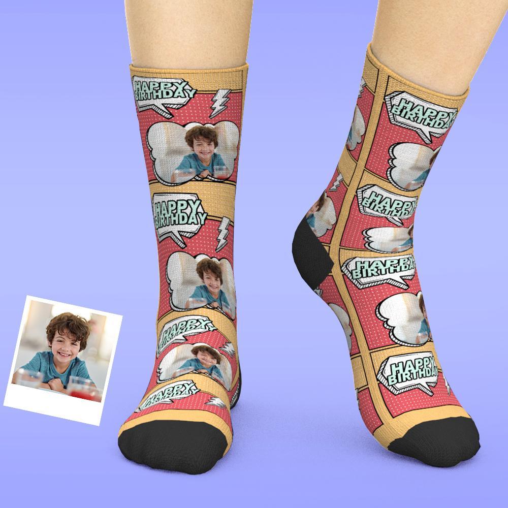 Cadeaux D'anniversaire, Chaussettes Personnalisées Pour Le Visage, Ajoutez Des Images Et Des Souhaits - MaPhotocaleconFr