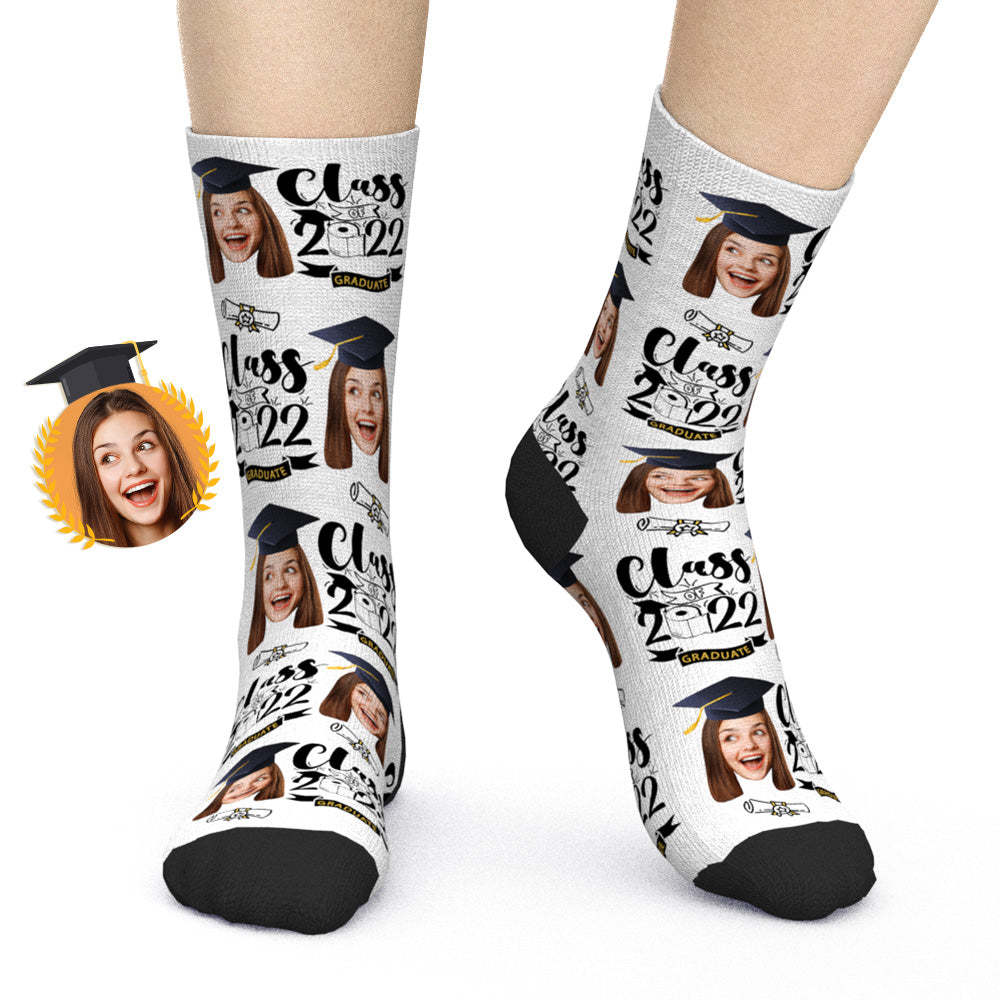 Chaussettes Faciales Personnalisées, Cadeau De Remise De Diplôme Amusant, Classe 2021 - MaPhotocaleconFr