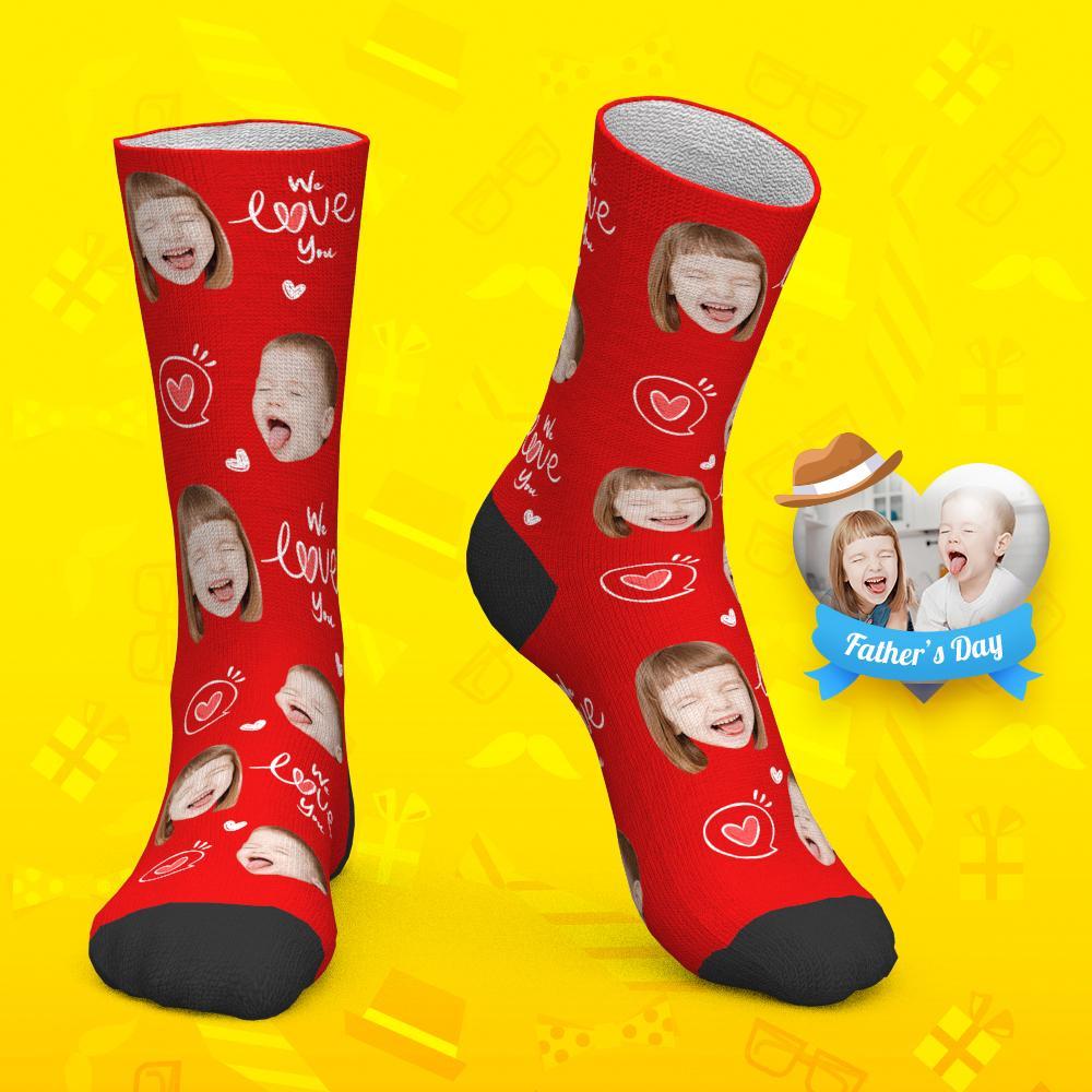 Cadeau De Fête Des Pères Chaussettes Personnalisées Chaussettes Pour Bébé Nous T'aimons Papa - MaPhotocaleconFr