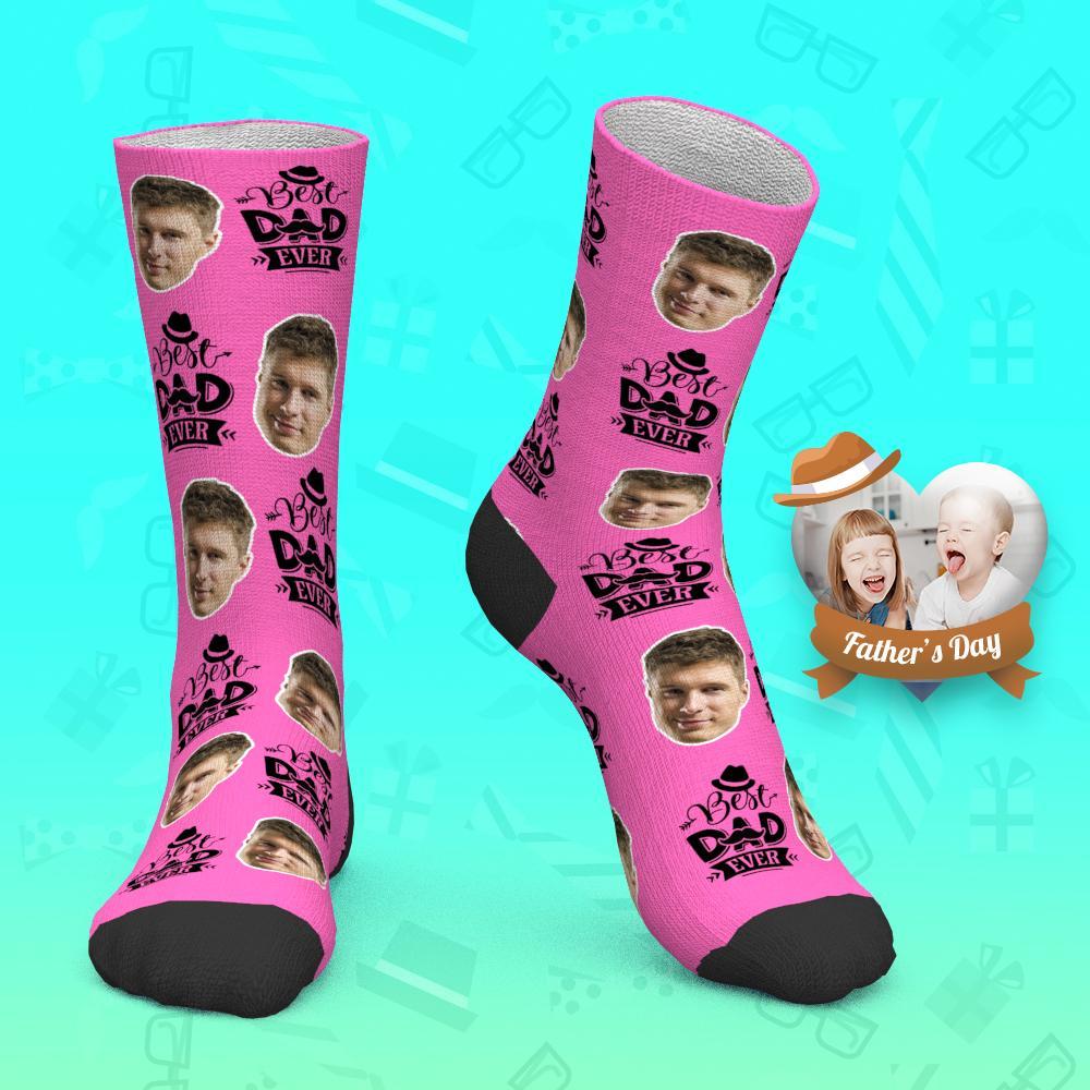 Cadeau Fête Des Pères - Chaussettes Personnalisées Face Socks Best Dad Ever - MaPhotocaleconFr