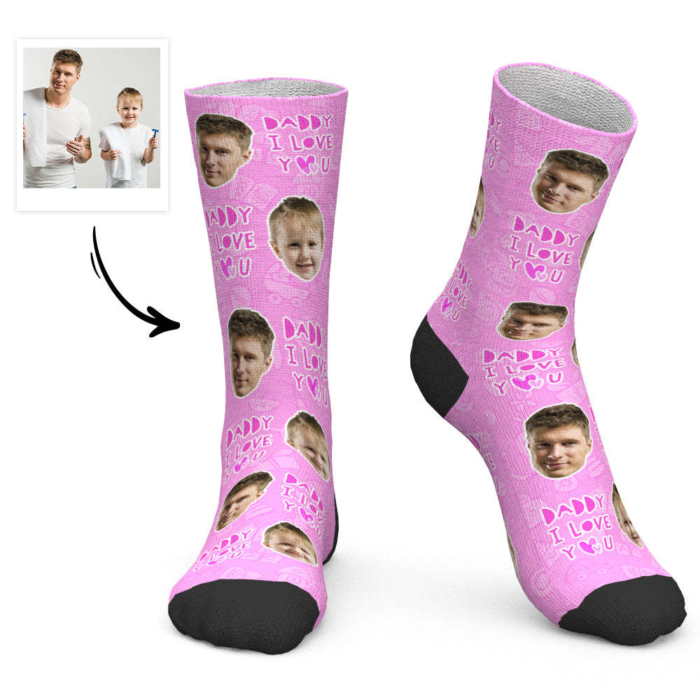 Cadeau Fête Des Pères - Chaussettes Visage Personnalisées Papa Je T'aime - MaPhotocaleconFr