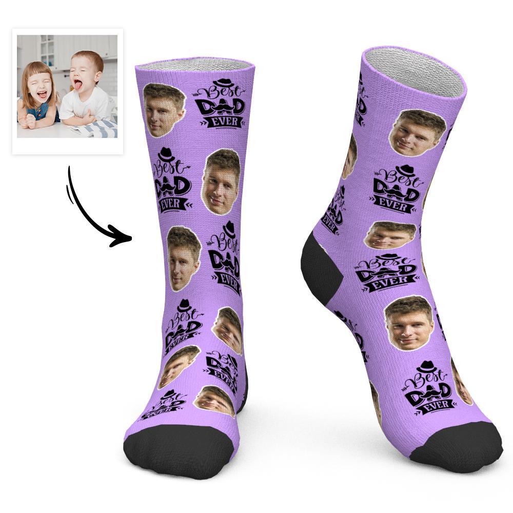 Cadeau Fête Des Pères - Chaussettes Personnalisées Face Socks Best Dad Ever - MaPhotocaleconFr
